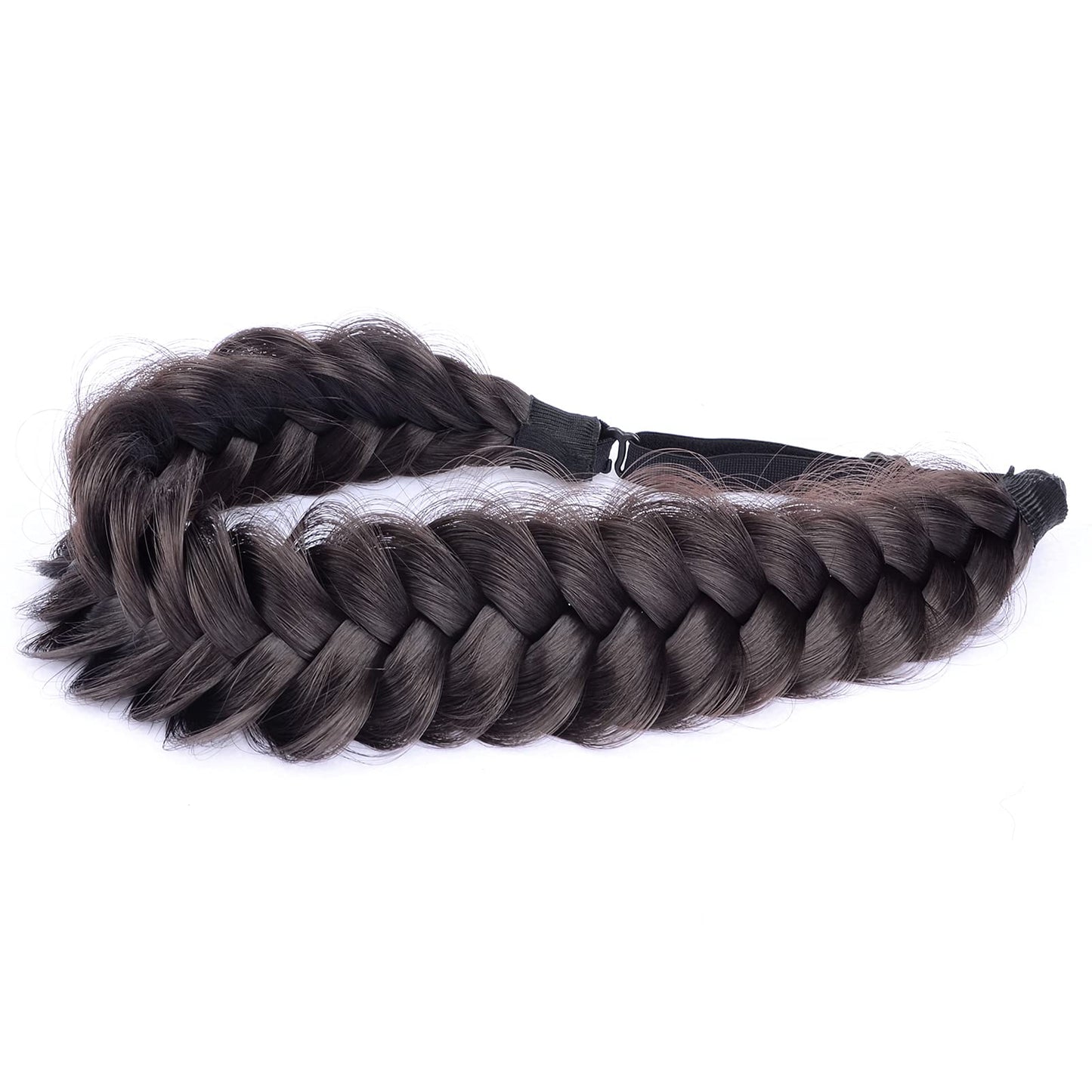 Gledola messy Synthetic Hair Braided Headband Classic Chunky Wide Plaited Headband for Women Girl Beauty (Deep Brown)