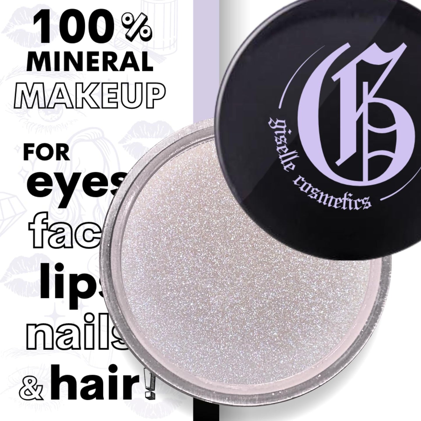 Skiennix White Sapphire Loose Mineral Eyeshadow - Organic, Talc-Free, Iridescent Shimmer Options
