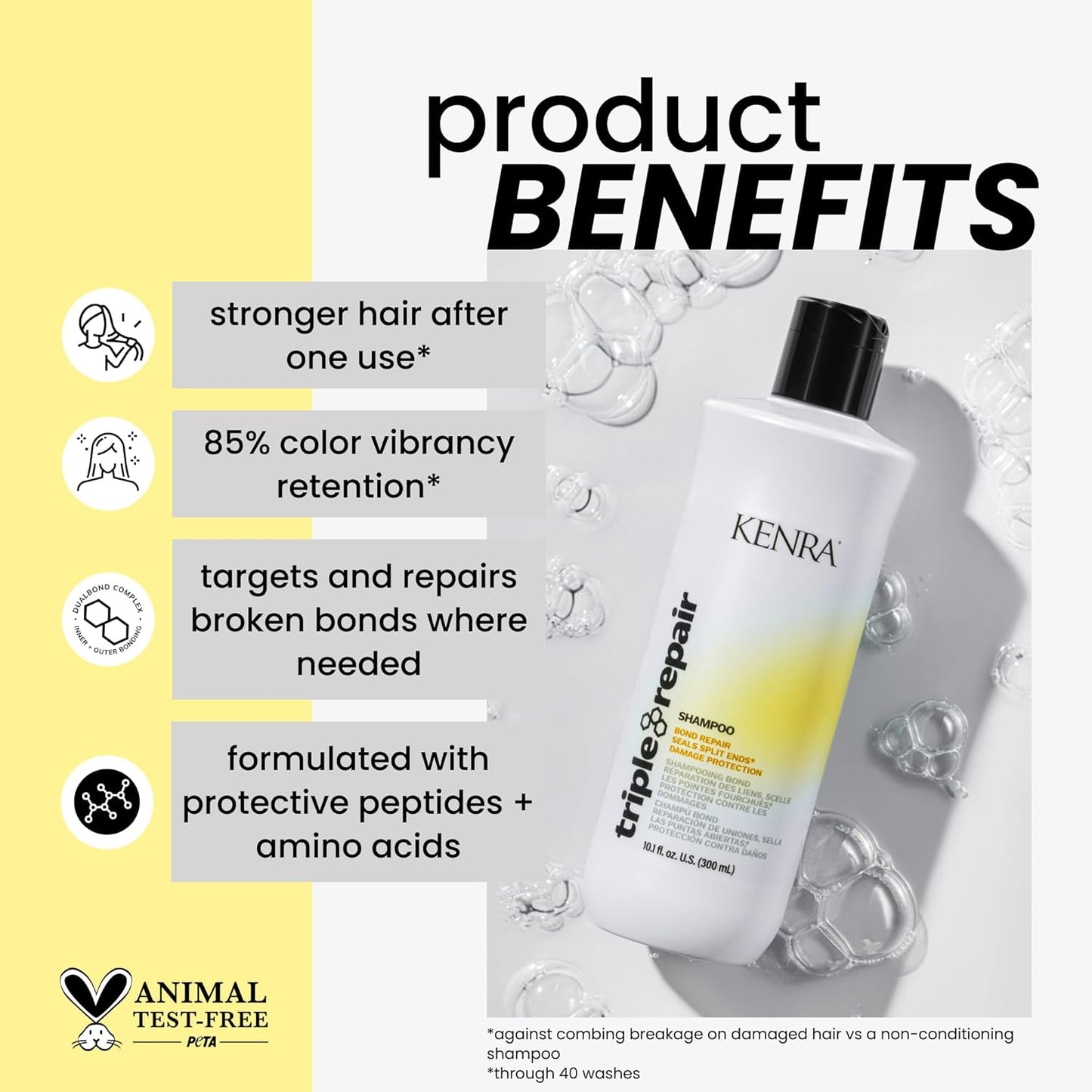 Triple Repair Shampoo - Targets & Repairs Weak Bonds | Strengthens Split Ends | Sulfate-Free