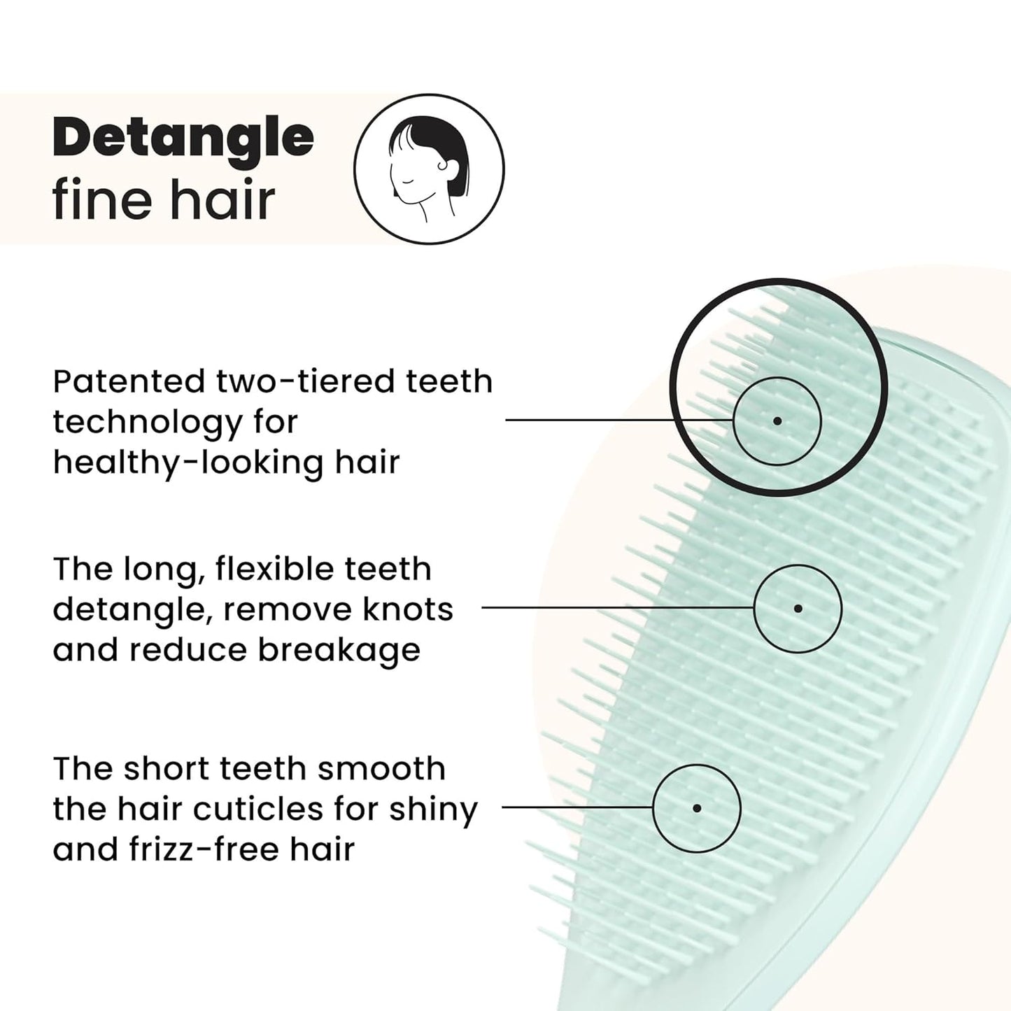 Tangle Teezer Fine Ultimate Detangler Brush, Dry & Wet Hair Brush to Detangle & Reduce Breakage for Fine Hair Types, Ice Blue