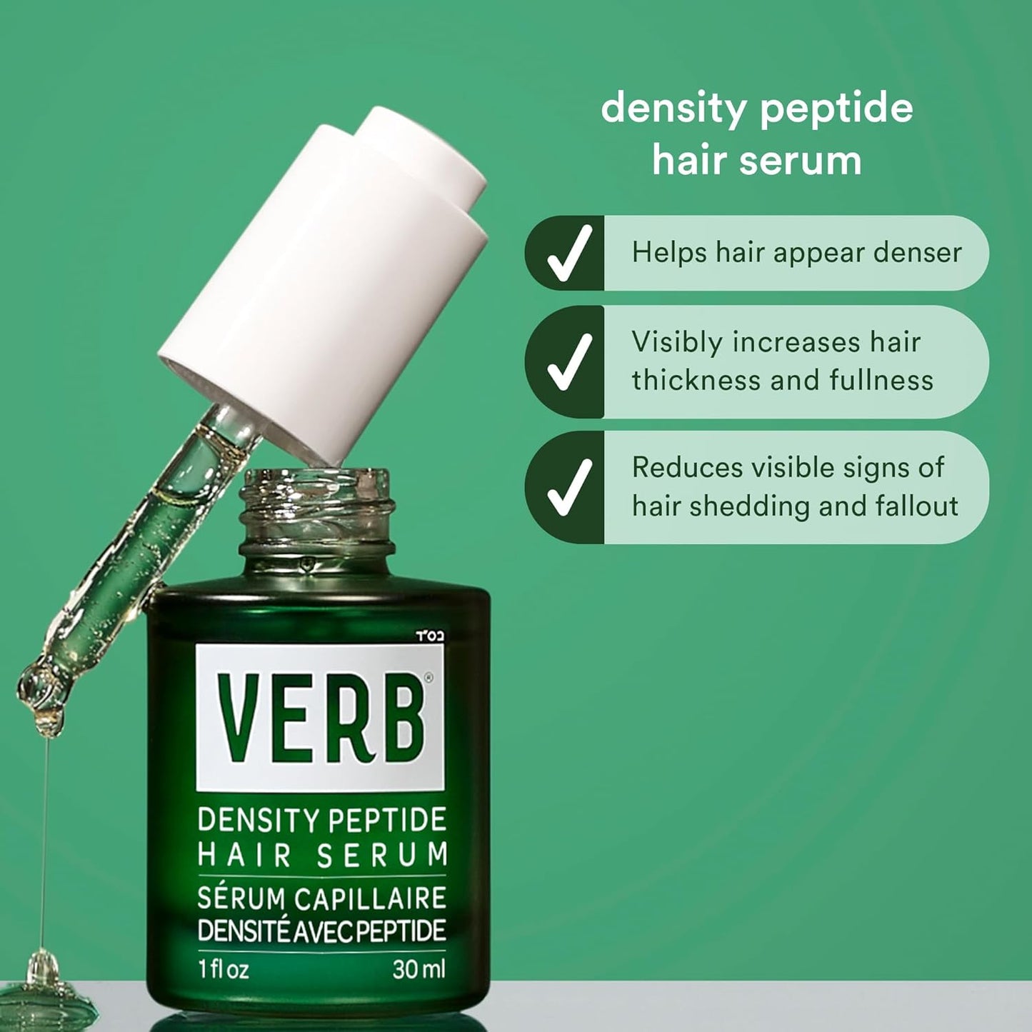 VERB Density Peptide Shampoo - Thicken Hair & Reduce Shedding - Moisturizes Fine, Weighed Down Hair