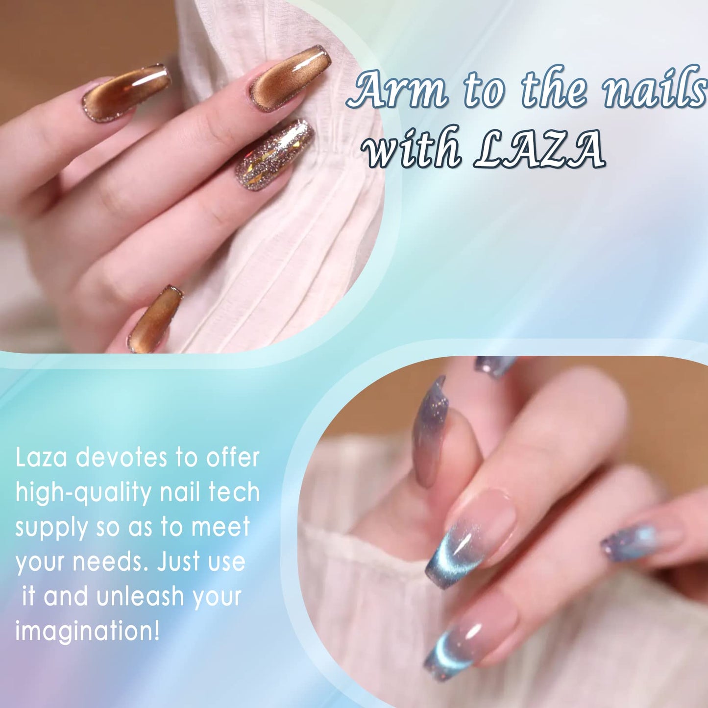 Laza Cat Eye Chrome Nail Powder Chameleon Magnetic Powder 9D Cat Eye Effect Mirror Effect Pigment Dust Magic Galaxy Holographic Effect Glitter with Magnetic Stick for Velvet Nail Art - Gold Jadeite