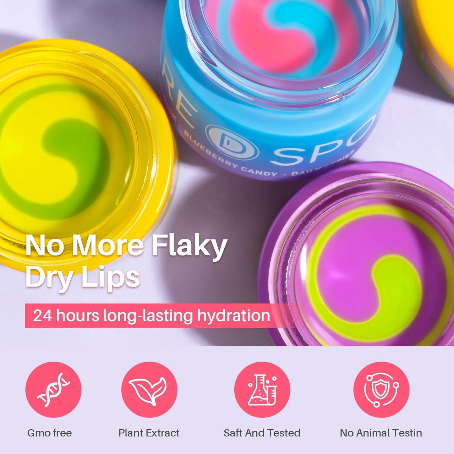 SPODARE 3-in-1 Dual-Color Lip Mask Set - Hydrating Blueberry, Grape & Lemon | Repair Dry Cracked Lips, 1.26 Fl Oz