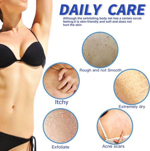 African Exfoliating Net | 4-Piece Nylon Bath Sponge Set for Deep Cleansing and Exfoliation