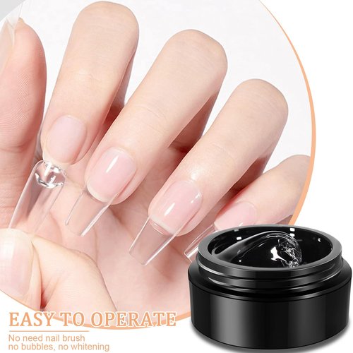 Solid Nail Glue Gel for Press On Nails Fake Nails Strong Clear Nail Tips Hard Gel for False Nails Nail Art DIY Home, UV Light Cured (Solid Glue for False Nail Tips, 15ml)