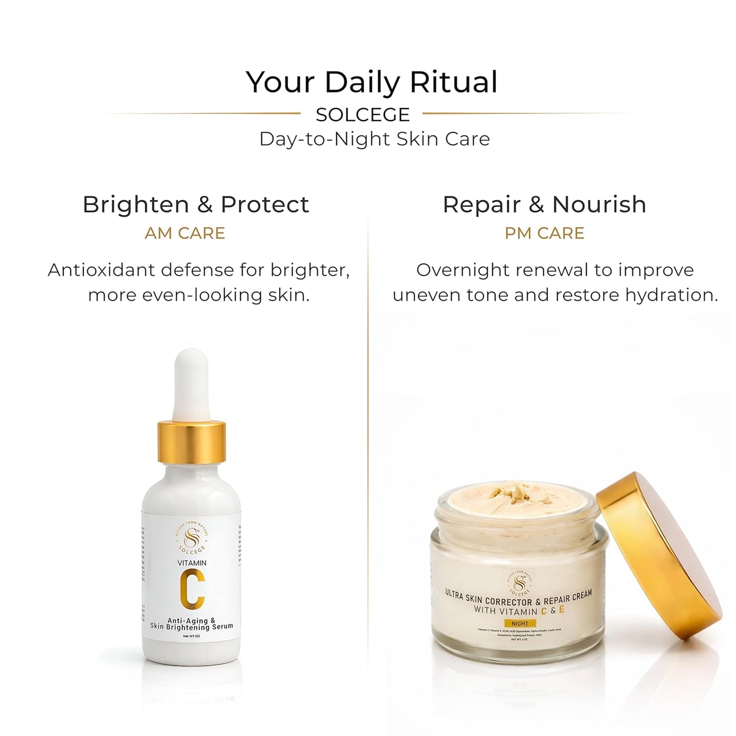 Skiennix Vitamin C Serum - Brightening Dark Spot Corrector with Niacinamide & Retinol, 1 oz.
