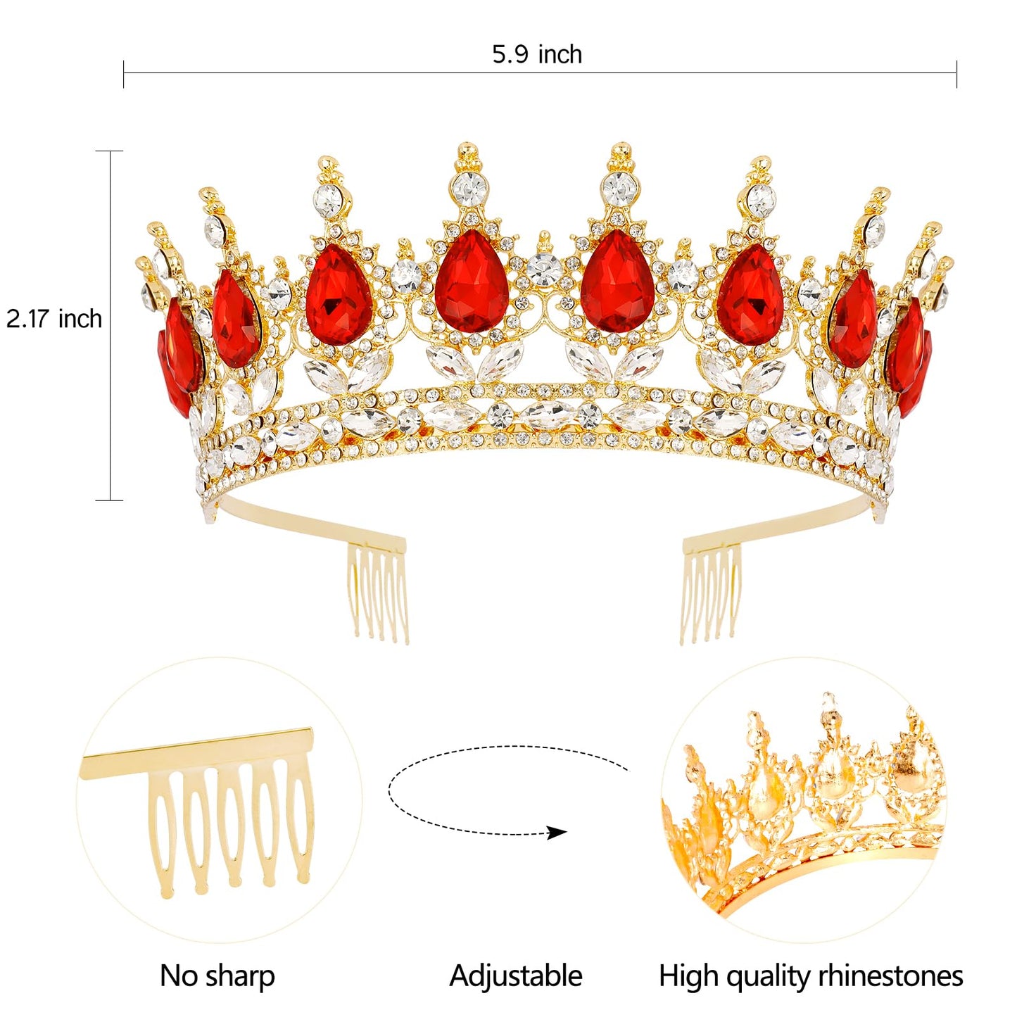 Vovii Birthday Crown & Sash Set for Women, Red Tiara & Birthday Queen Sash for Women Birthday Decorations, Happy Birthday Party Decorations for Birthday Crown Adult Woman