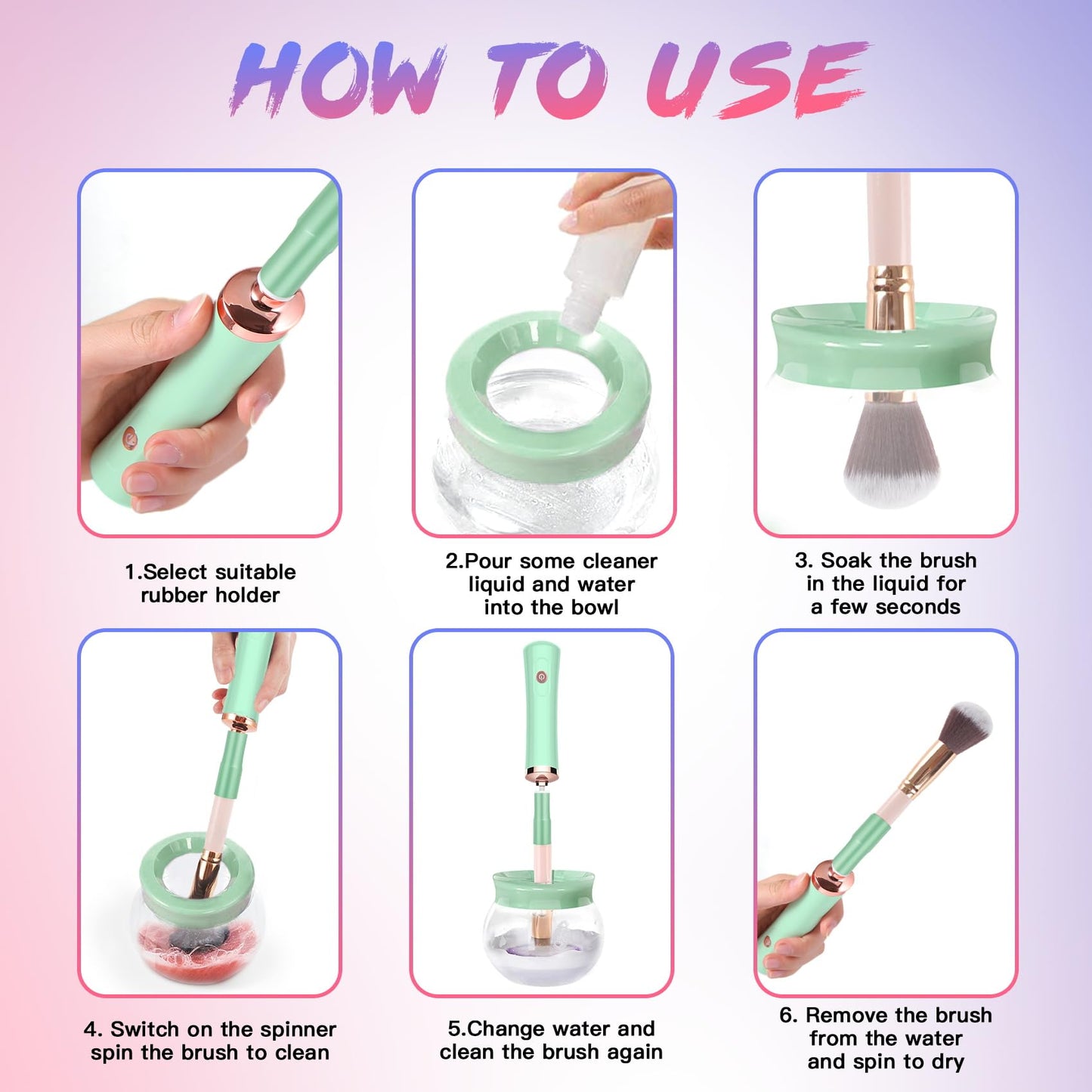 Makeup Brush Cleaner and Dryer Machine - Makeup Brush Spinner - Deeply cleaner for Makeup Brush - Quick Wash and Dry