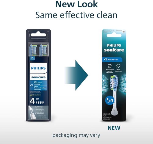 Philips Sonicare C3 Replacement Electric Toothbrush Heads - 4 Pack for One Year Supply, White | HX9044/65