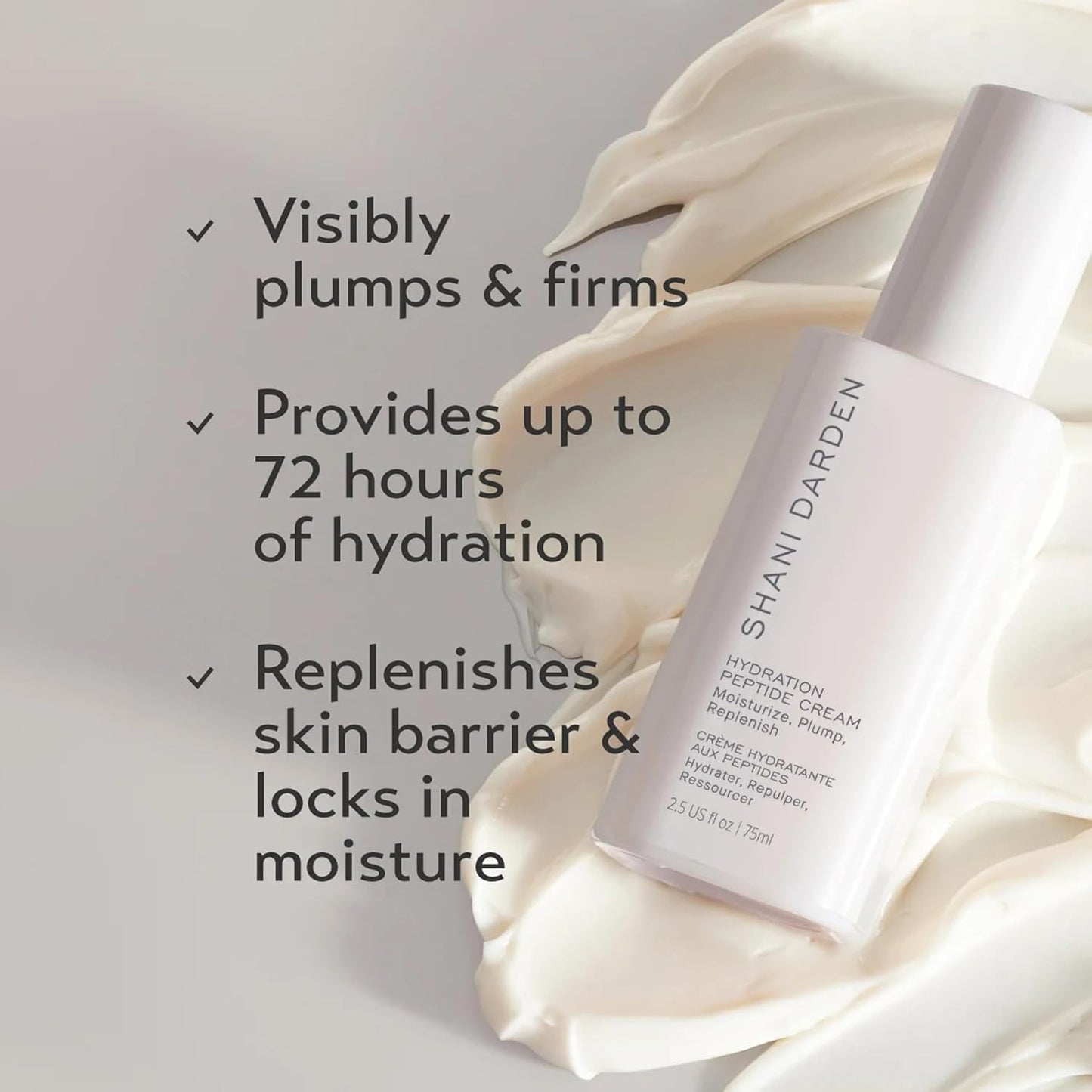 Shani Darden Hydration Peptide Cream - Oil-Free Face Moisturizer with Peptides & Squalane | 2.5 fl oz