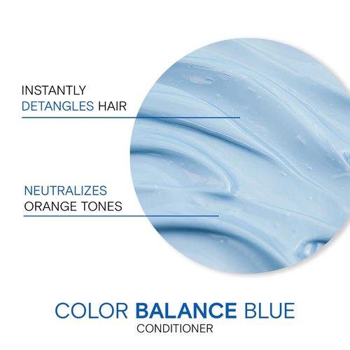 Joico Color Balance Blue Conditioner - Eliminate Brassy Tones for Lightened Brown Hair | Boost Vibrancy & Shine with Rosehip Oil & Green Tea Extract
