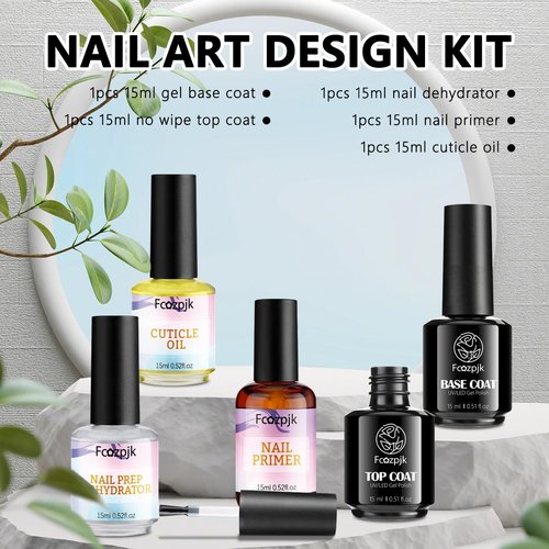 Fcozpjk 15ml No Wipe Gel Top Coat and Base Coat Set