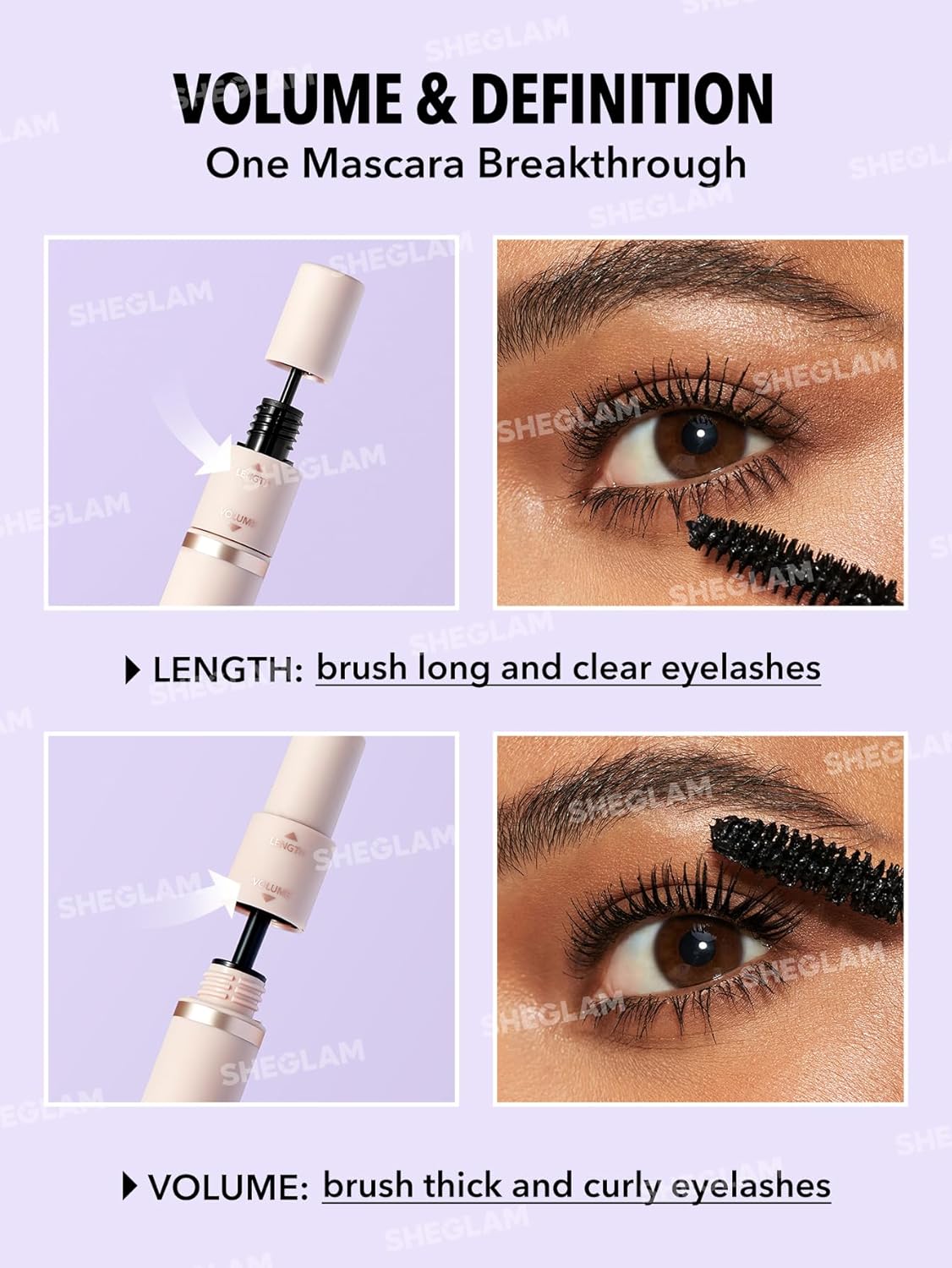 SheGlam 2-in-1 Lash Besties Mascara - Volumizing & Lengthening Formula