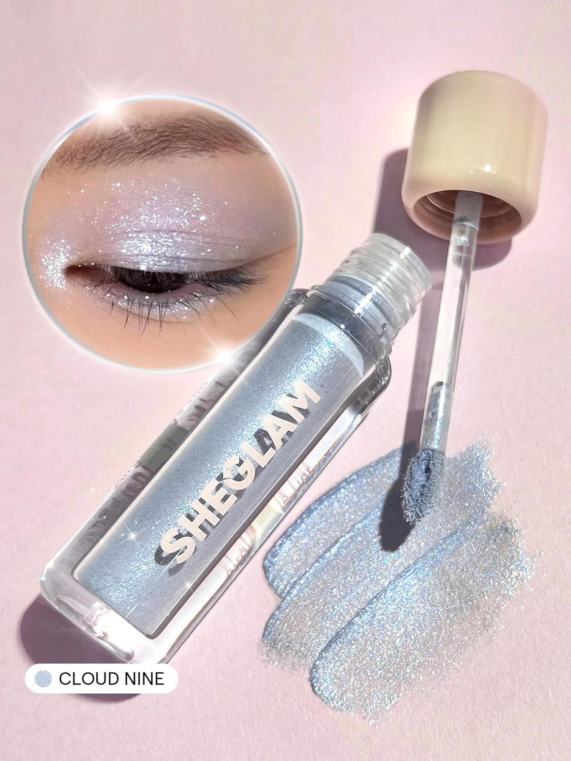 SheGlam Airglow Liquid Eyeshadow - 16-Hour Long-Lasting Shimmer in Cloud Nine