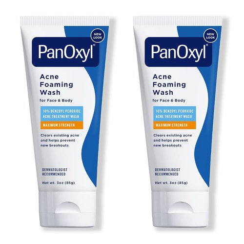 PanOxyl Acne Foaming Wash - Maximum Strength 10% Benzoyl Peroxide, Antimicrobial Formula | 3 Oz, Pack of 2