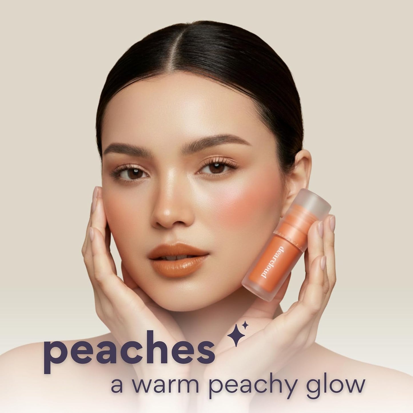 Dearcloud Gentle Crush Serum Blush - Liquid Blush for Cheeks with Hyaluronic Acid - Peaches (.19 fl oz)