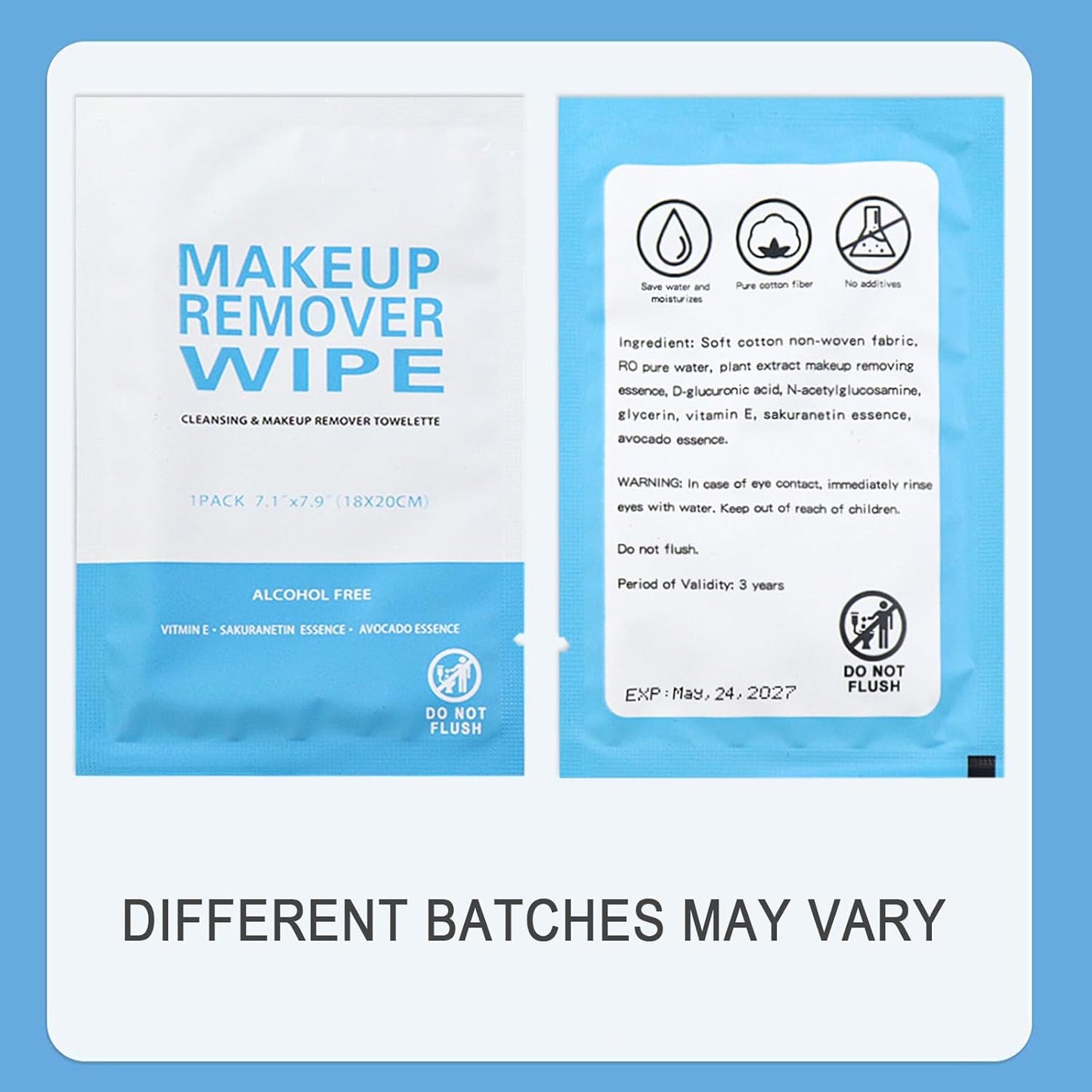 Skiennix Makeup Remover Wipes - 100 Individually Wrapped Cleansing Cloths for Travel & Skin Care