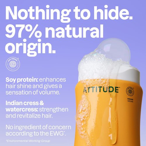 ATTITUDE Volume and Shine Hair Shampoo, EWG Verified, For Thin Hair, Naturally Derived Ingredients, Vegan and Plant Based, Soy Protein and Cranberries, 16 Fl Oz (Pack of 6)