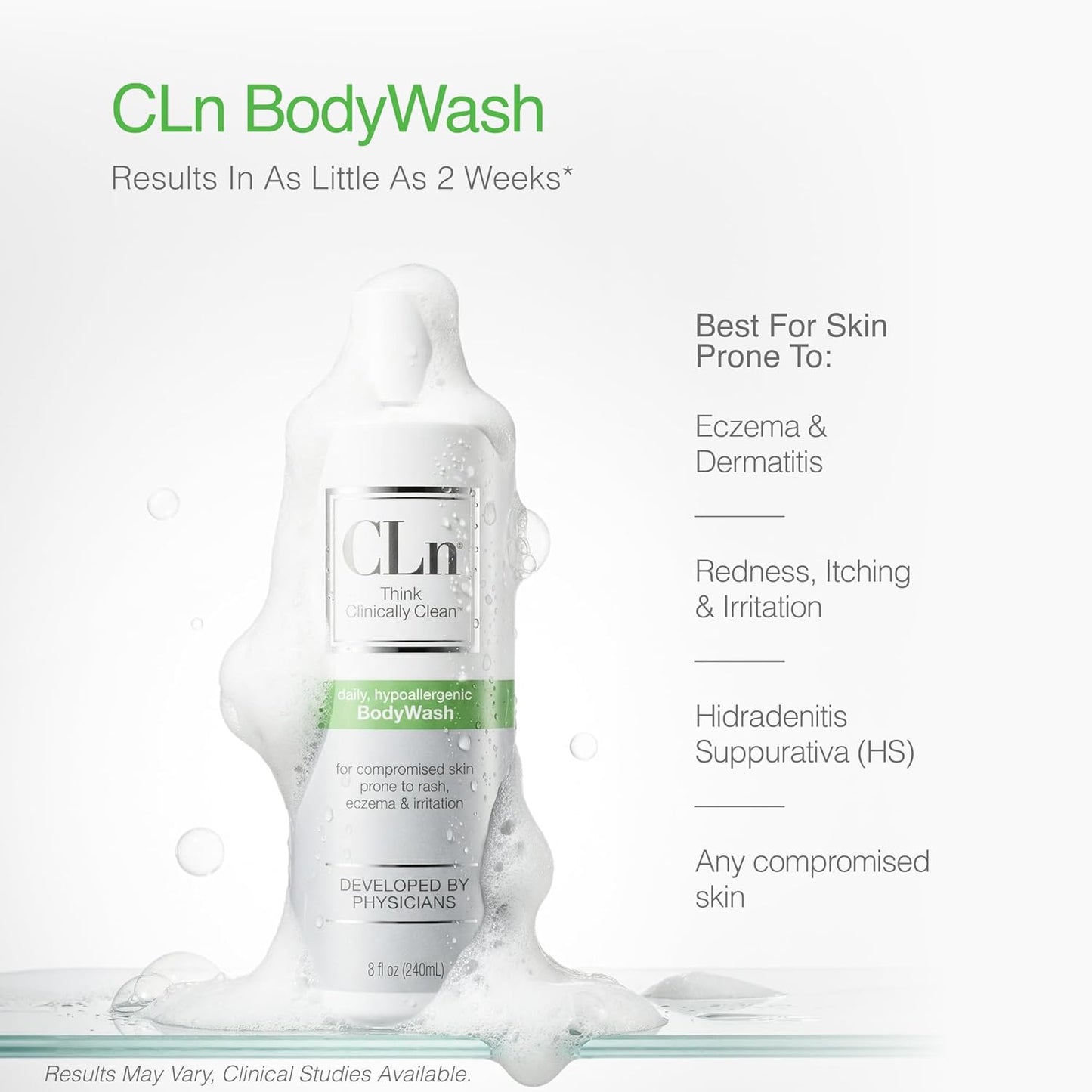 CLn® Body Wash - Non-Drying Formula for Eczema & Dermatitis Relief | Fragrance-Free, 8 fl oz