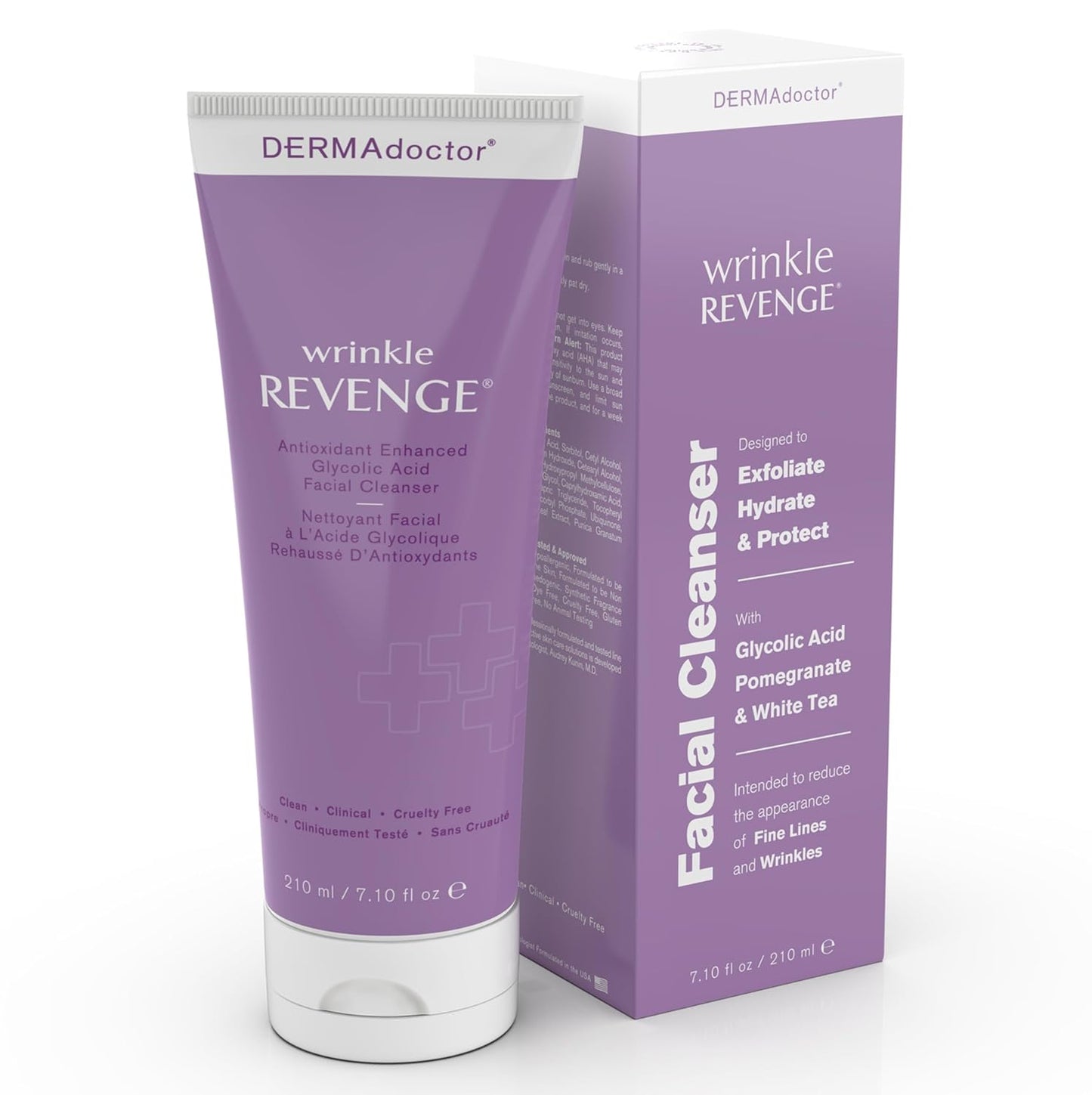 DERMAdoctor Glycolic Acid Face Wash - Exfoliating Cleanser with Antioxidants for Radiant Skin