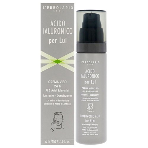L'Erbolario Hyaluronic Acid Moisturizing Mattifying Face Cream for Men - 1.6 oz Tube