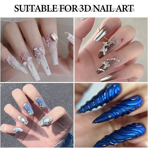 SUTOKAKA 2Pcs 10ml Nail Rhinestone Glue Super Strong Adhesive Nail Glue Gel for 3D Nail Art Charms Gems Jewels Diamonds Crystal Beads Home Manicure Salon Supplies Cured Need