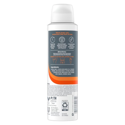 Dove Men+Care Aluminum-Free Deodorant Spray - Whole Body Protection with Shea Butter & Cedar | 4 oz
