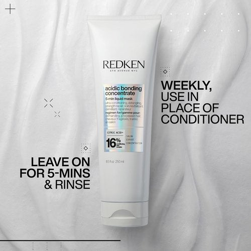 Redken Acidic Bonding Concentrate Hair Mask - Hydrating 5-Minute Treatment for Dry, Damaged Hair