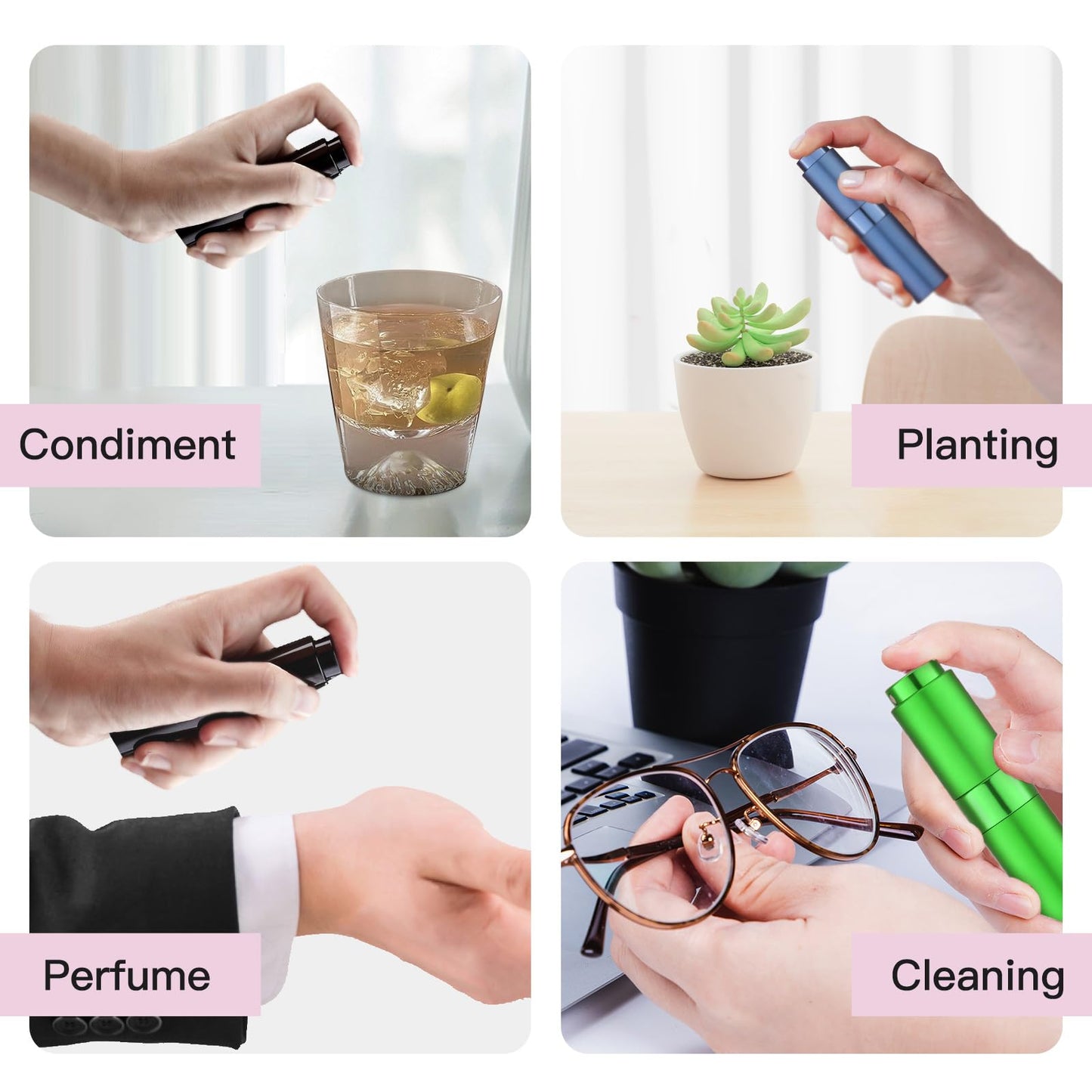 Tekson 8ml Travel Perfume Atomizer Refillable, Mini Cologne Spray Bottle Empty, Small Aftershave Portable Sprayer for Liquid Dispenser (Green&Orange)