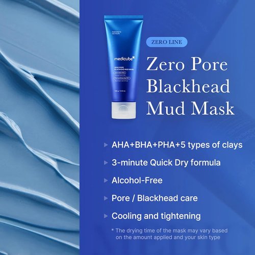 Medicube Zero Pore Blackhead Mud Facial Mask - Quick Drying AHA/BHA/PHA Formula - 3.52 oz Korean Skin Treatment