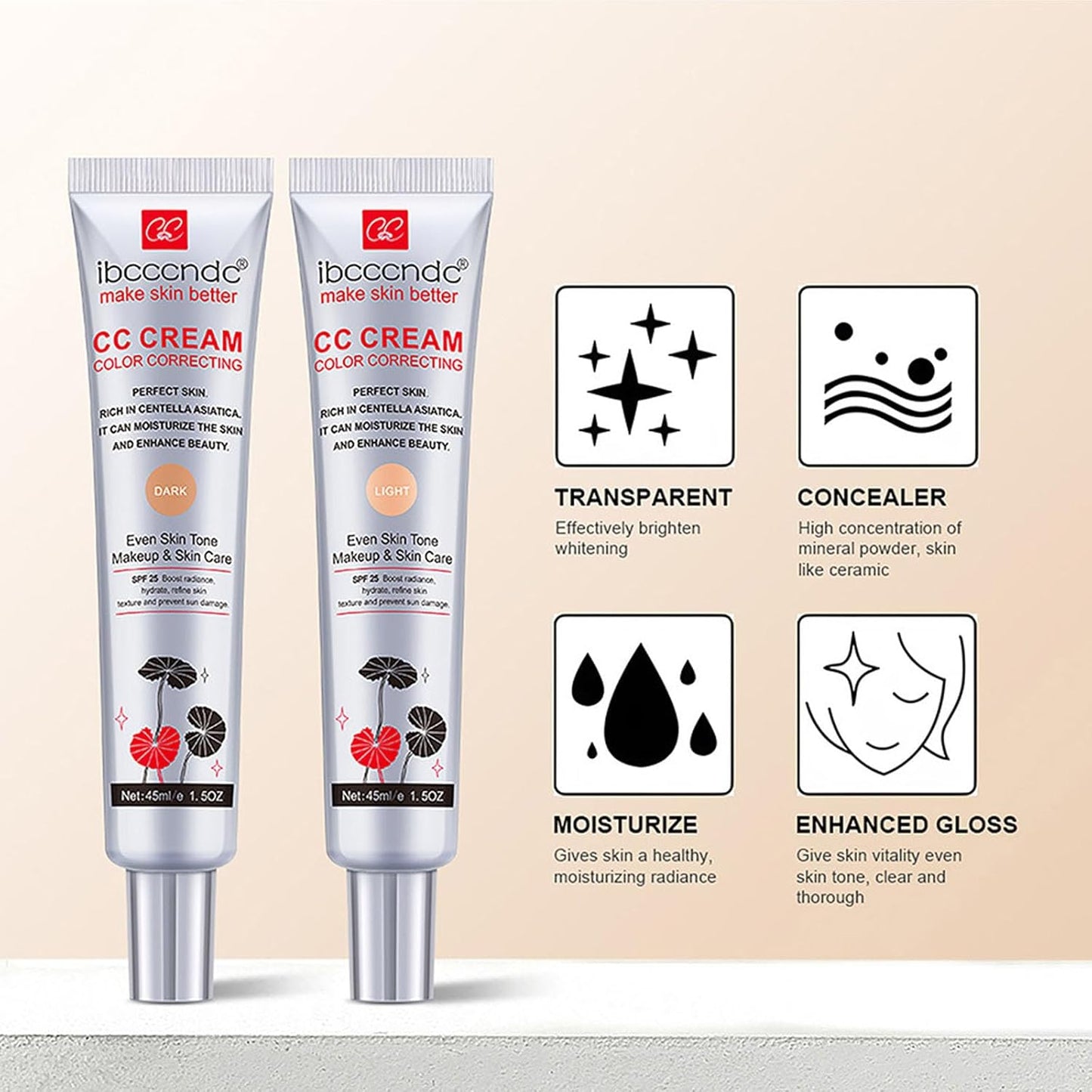 Skiennix Hydrating CC Cream Foundation - Multi-Purpose Primer & Sunscreen with SPF 25 (01)