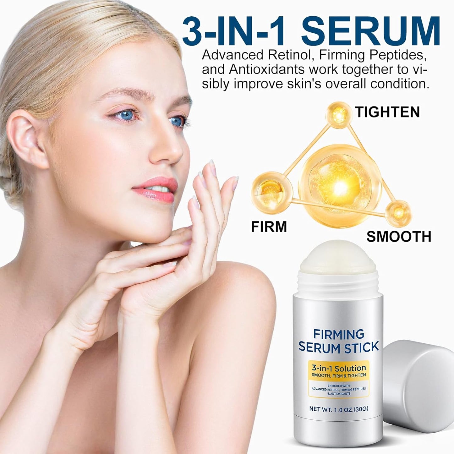 Skiennix Retinol Firming Serum Stick - 3-in-1 Anti-Aging Solution for Face, Neck & Body - 1 Oz