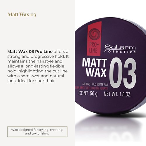 Salerm Hair Wax - Pro Line Matt Wax 03 | Strong, Flexible Hold for Short Hair - 50 ml, Matte Finish