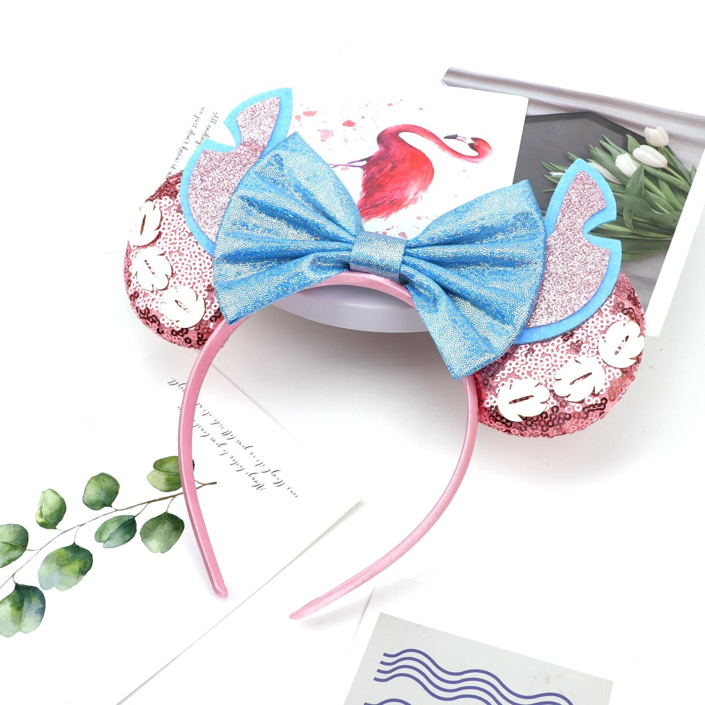 AQOKKA 1 Pcs Mouse Ears Headbands with Bow for Birthday Party, Hair Hoop Party Decoration Cosplay Costume Hair Accessories for Women & Girls