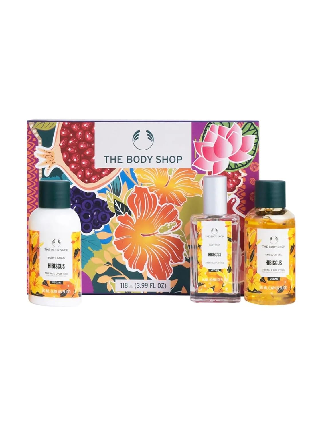 The BodyShop Hibiscus Bath and Body Gift Set | Shower Gel, Lotion & Mist - 3.99 Fl Oz