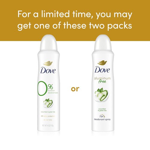 Dove Aluminum-Free Deodorant Spray for Women - Cucumber & Green Tea | 72-Hour Odor Protection, 4 oz (3 Count)