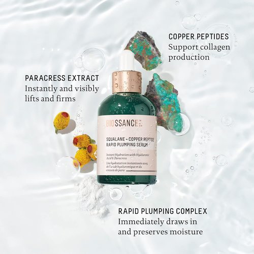Biossance Squalane + Copper Peptide Serum - Rapidly Plump & Firm Skin, Vegan Formula for All Skin Types