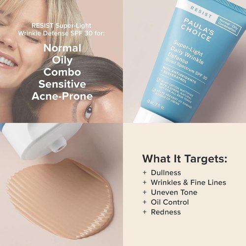 Paula's Choice RESIST Super-Light Daily Wrinkle Defense SPF 30 - Matte Tinted Moisturizer Duo | UVA & UVB Protection for Oily Skin