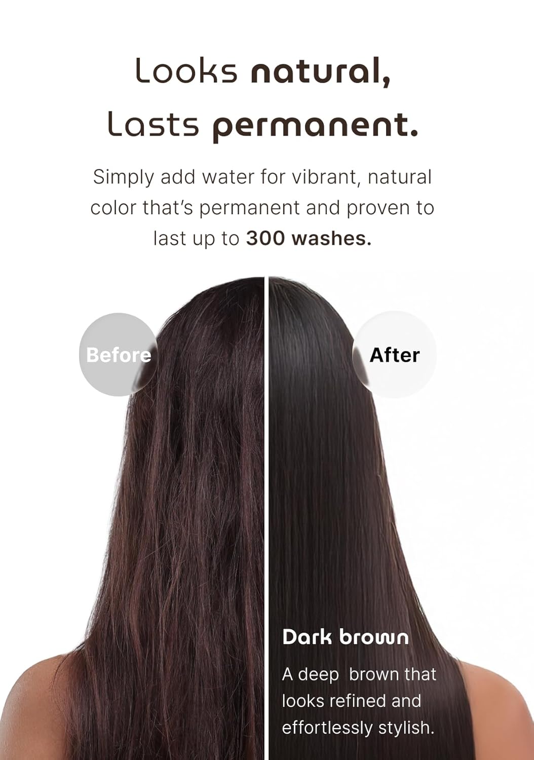 Skiennix Korean Permanent Hair Dye - Dark Brown Powder Color Kit for Gray Coverage | Vegan & Plant-Based, Easy Application