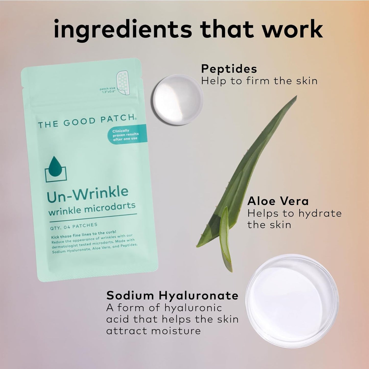 The Good Patch Un-Wrinkle Microdart Patches - Anti-Wrinkle Solution for Crow's Feet | 8 Patches with Sodium Hyaluronate & Aloe Vera