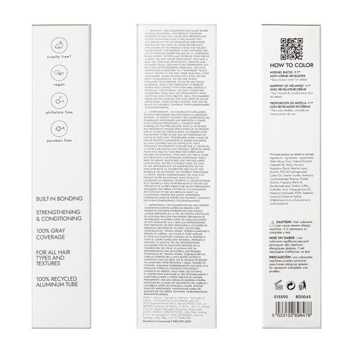 Bondbar 1N Black Hair Color - Vegan Permanent Creme Dye with Built-In Bonding, 2.05 Oz