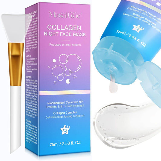 Skiennix Collagen Night Wrapping Mask - Peel Off Face Mask for Elasticity & Hydration | 2.53 fl. oz. with Applicator