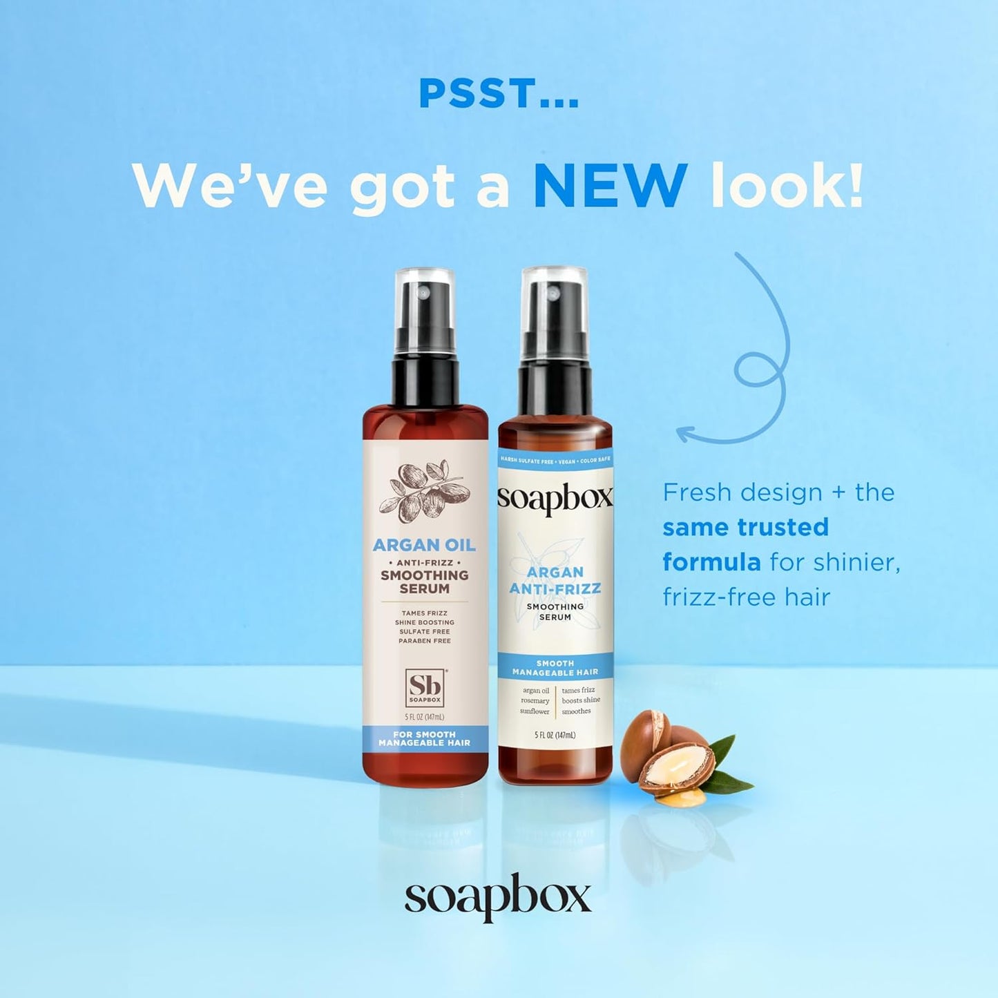 Soapbox Argan Oil Smoothing Serum - Anti-Frizz Treatment for All Hair Types | 5 Fl Oz, Vegan & Cruelty-Free