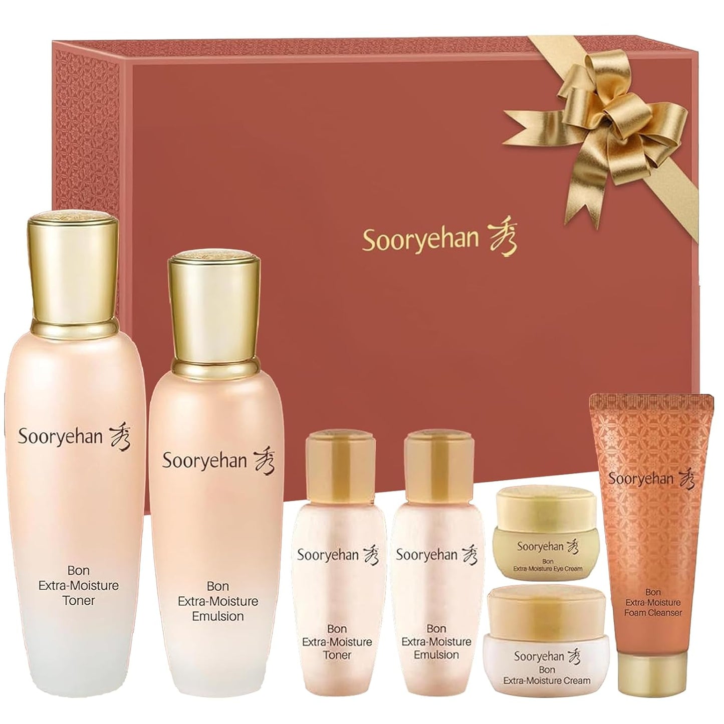 Sooryehan Bon Extra Moisture Korean Skin Care Gift Set - Luxury Hydrating Toner, Emulsion, Cleansing Foam & Eye Cream (13.01 Fl Oz)