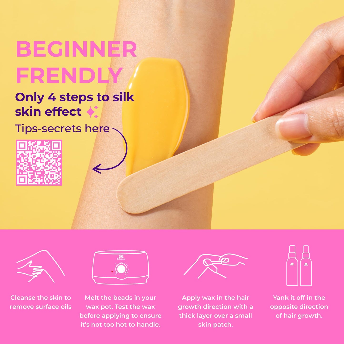 Bella Verde Hard Wax Beads for Hair Removal 1.76 Pounds - Waxing Beads - Mango Bikini Brazilian Wax Beads - Facial Body Wax Beads - for Sensitive Skin