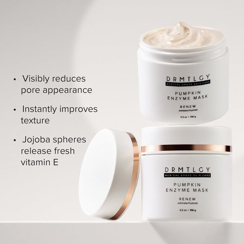 DRMTLGY Pumpkin Enzyme Face Mask with Jojoba Beads. Gentle Exfoliating Pumpkin Facial Mask for Dullness, Uneven Skin Tone, Fine Lines and Wrinkles. 5.5 oz