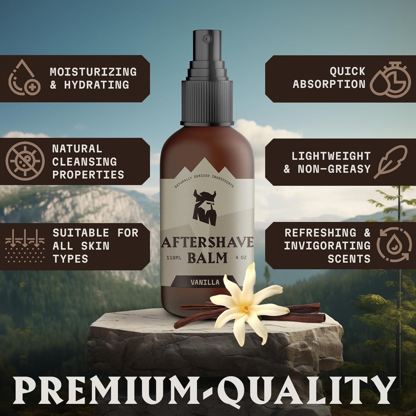 Striking Viking Aftershave Balm - Hydrating Vanilla Lotion for All-Day Cooling Comfort | 4 Fl Oz