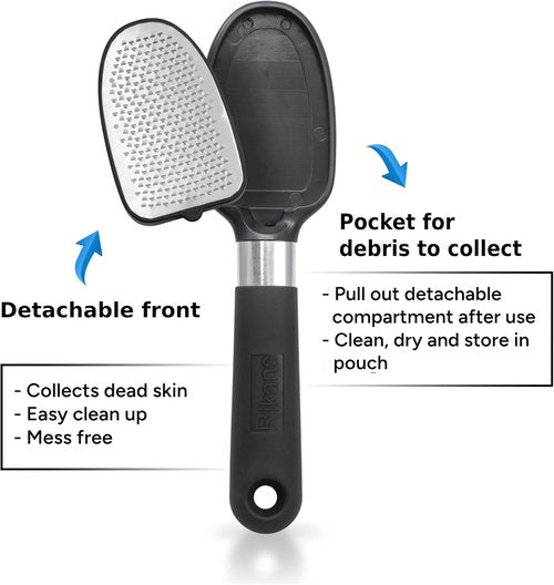 Rikans Foot File - Double-Sided Callus Remover & Dead Skin Scrubber | High-Grade Stainless Steel