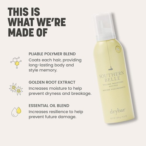 Drybar Southern Belle Mousse - Volume Boosting Formula | Prevents Frizz, Smoothes Hair & Adds Shine