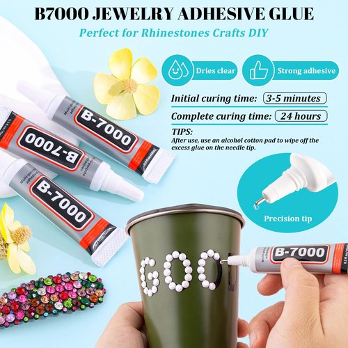 12100Pcs Resin Rhinestones for Crafting with 3Pcs 10ml B7000 Jewelry Glue, 2 Boxes Flatback Crystals Diomand (White) for Bedazzling Crafts DIY Nail Art Makeup，Non Hotfix Gems for Clothing Shoes